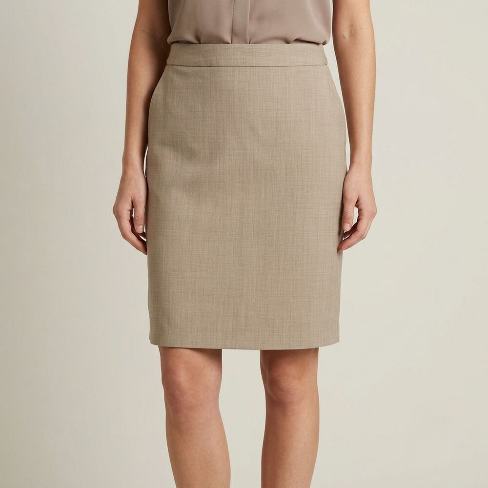 Twinhill Beige Pencil Skirt Womens 6 Crosshatch Career Business Office